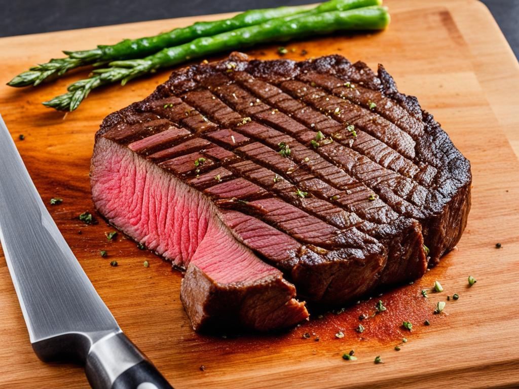 Beef eye round steak on a cutting board