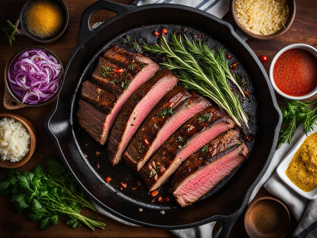 Flank steak in a flavorful marinade Flank steak in a flavorful marinade