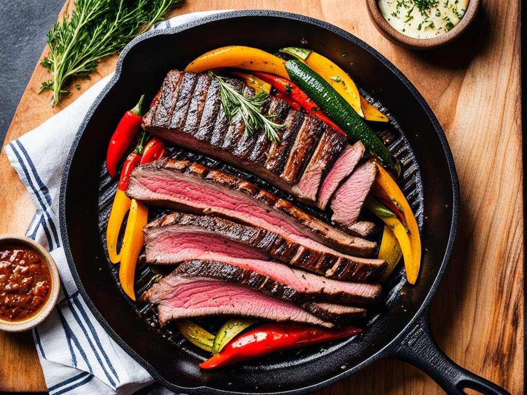 cast iron skillet seared flank steak
