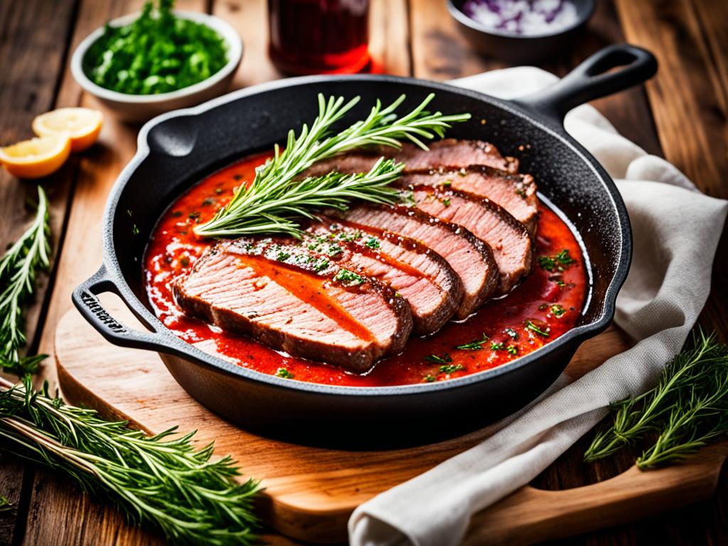 elk backstrap in cast iron skillet