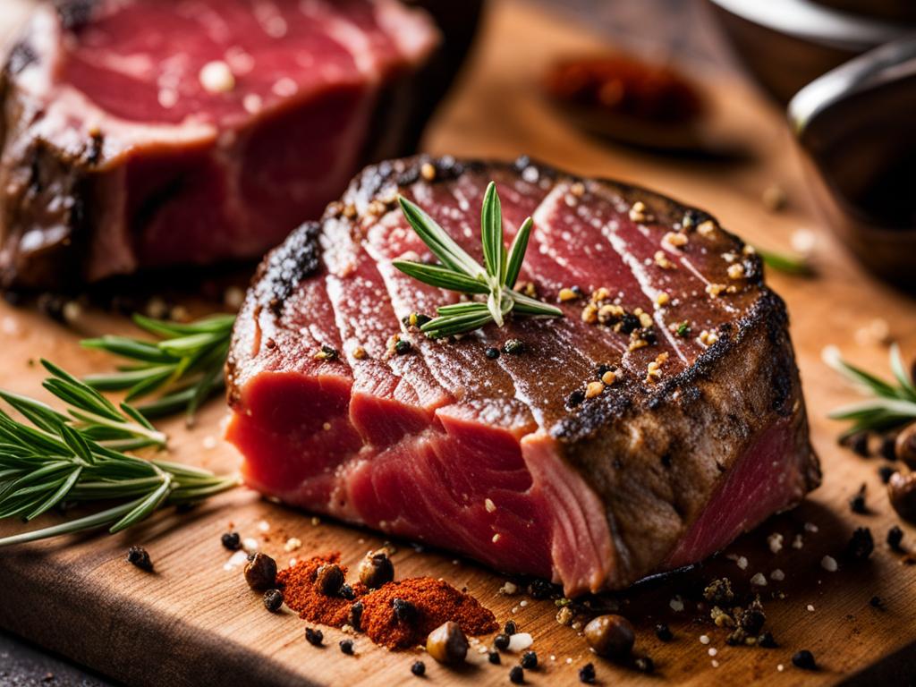 Expertly seasoned filet mignon ready for grilling