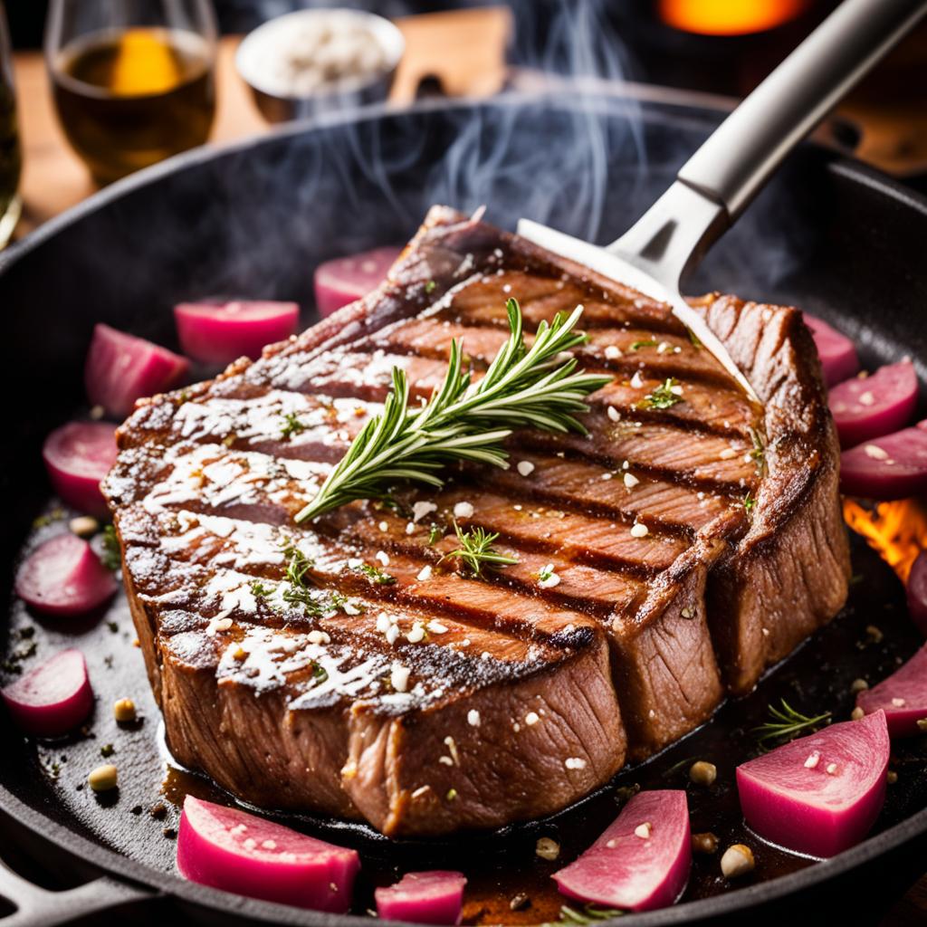 pan-searing steak