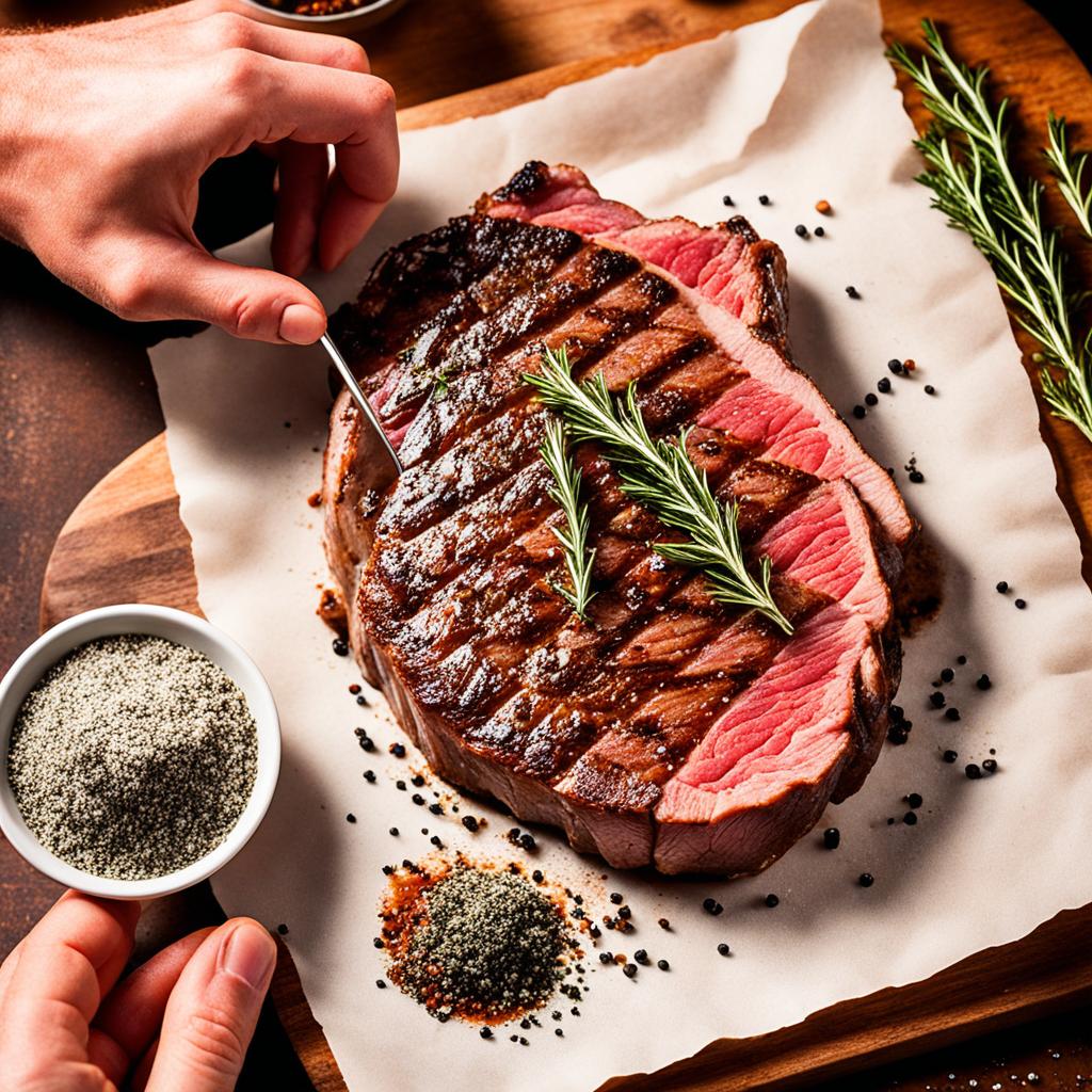 seasoning ribeye steak