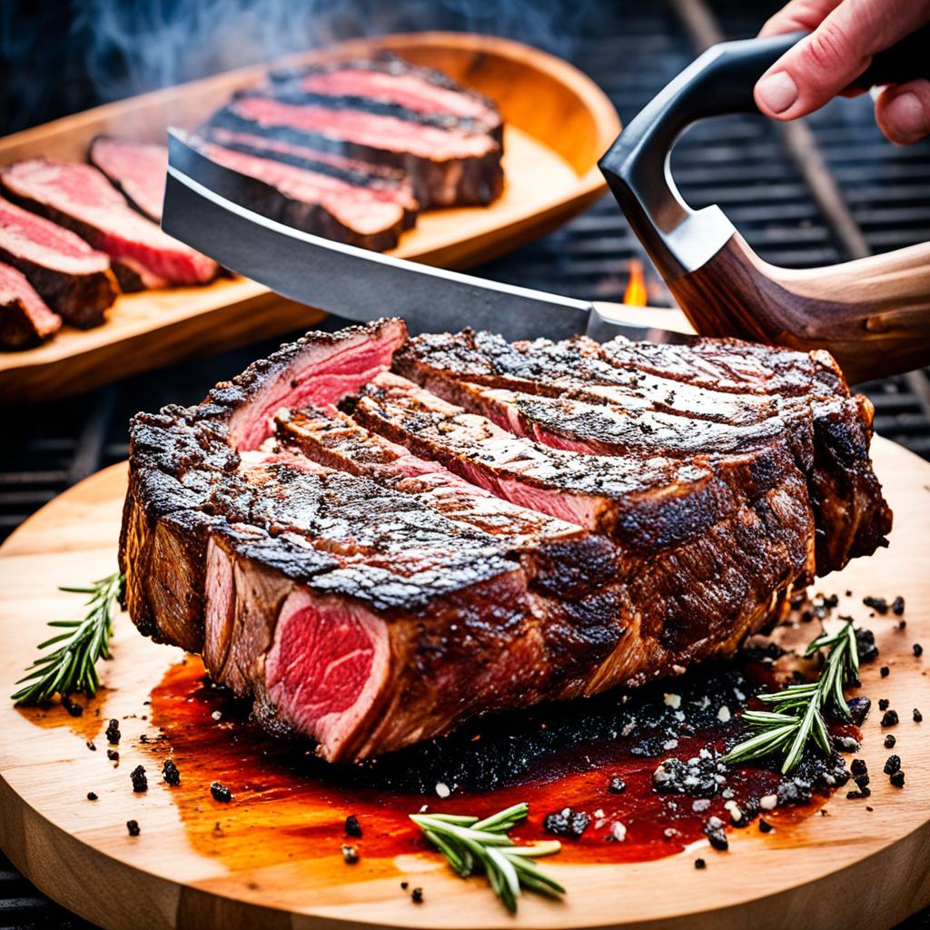 smoking tomahawk ribeye