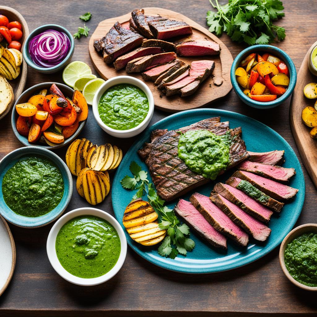 serving skirt steak with side dishes and leftovers serving skirt steak with side dishes and leftovers