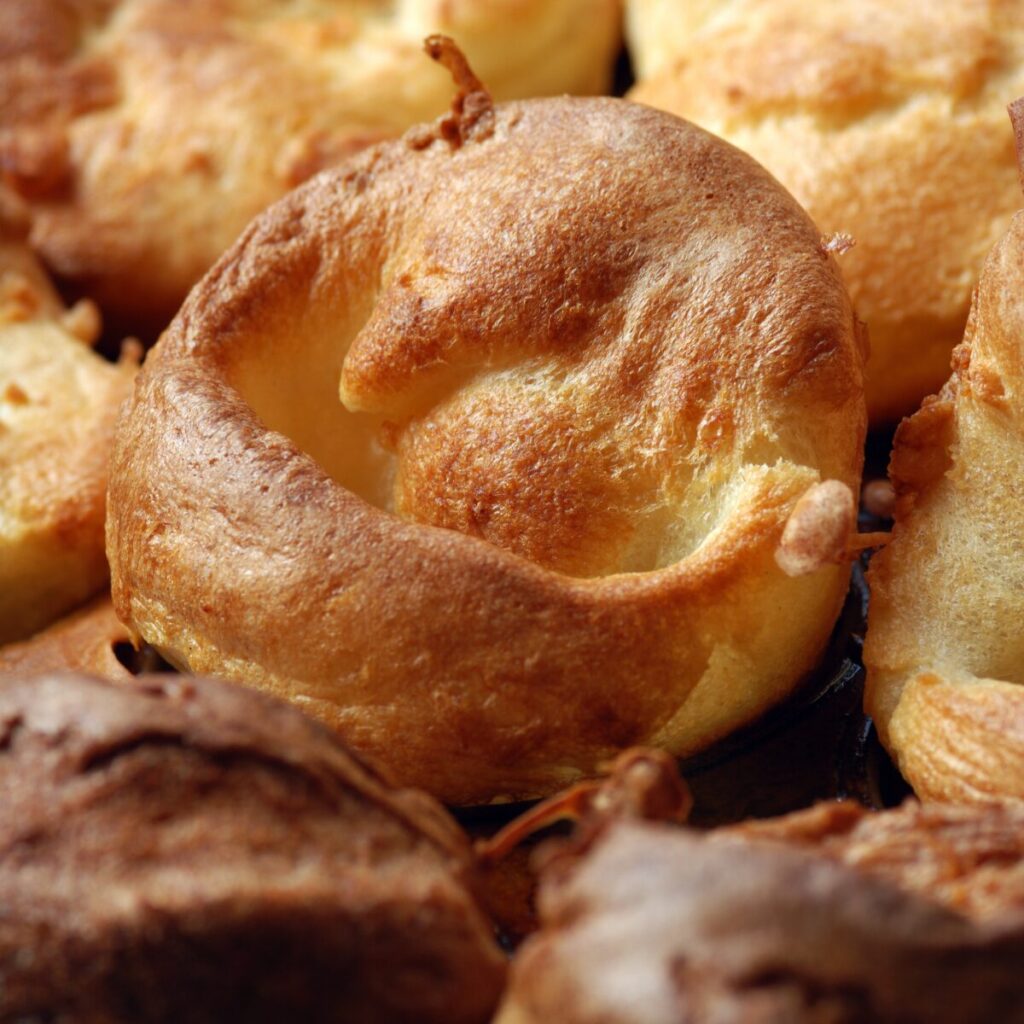 Close up of Yorkshire pudding.